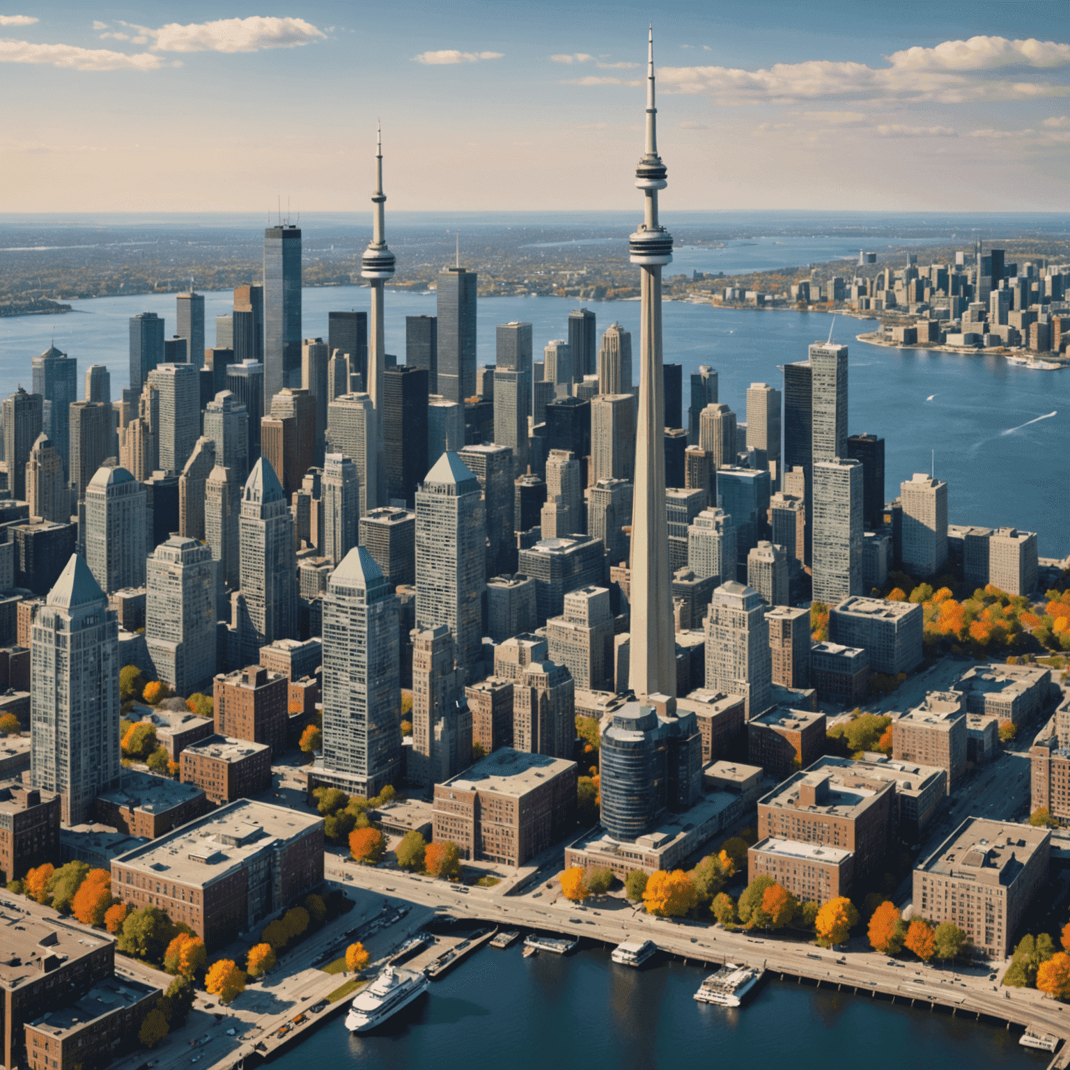 Skyline of Toronto with CN Tower, urban landscape of Vancouver, and old town of Quebec City showcasing the diversity of Canadian cities